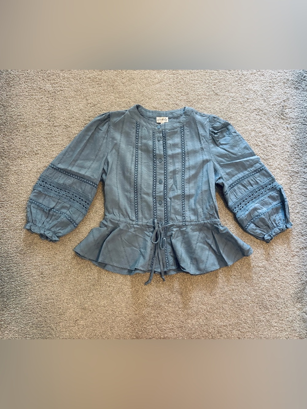 Women’s Wonderly Blue Peplum Blouse Size Medium